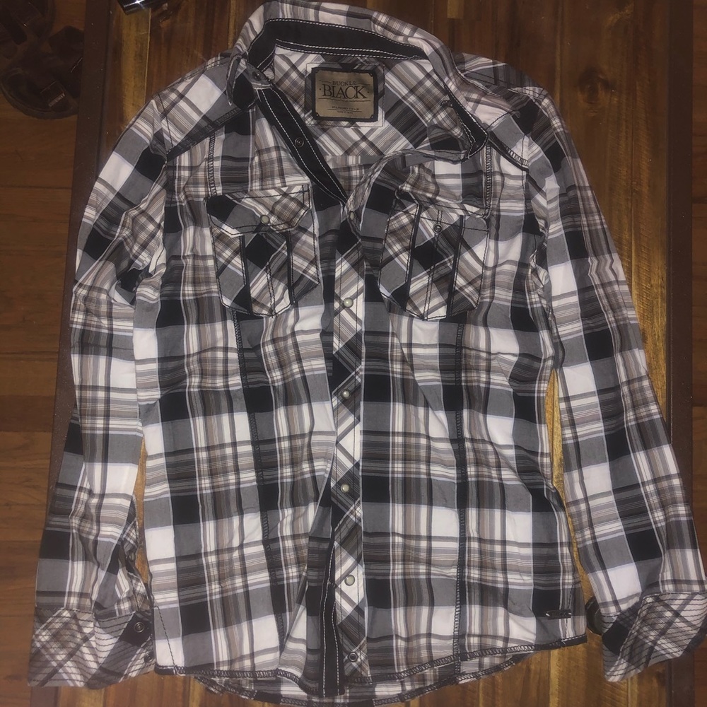 MENS BUCKLE BLACK BUTTON DOWN ⭐️